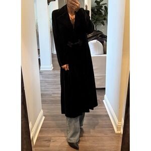 JS Signature Long Black Velvet Midi Coat Jacket Opera Frog Closure whimsygoth